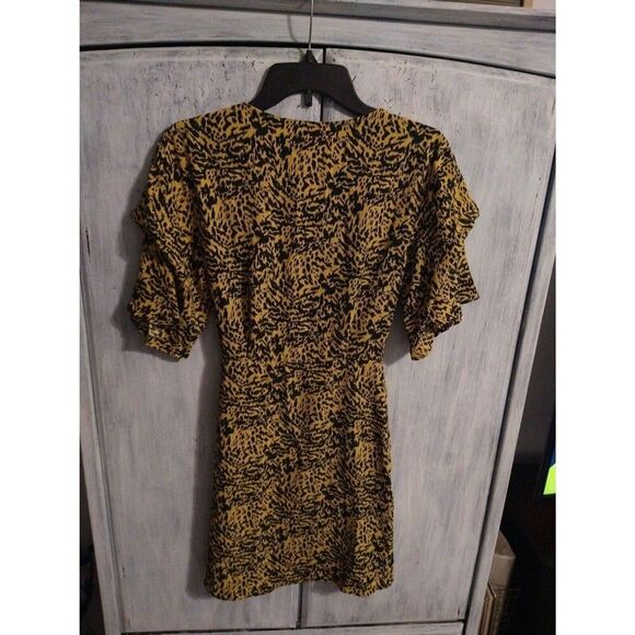 Top shop  puff ruffled sleeve zebra print  dress sz 2 Boho Feminine Cottagecore - Picture 6 of 11
